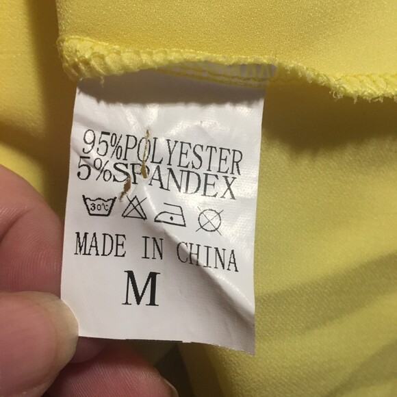 Unbranded top Womens Medium sunshine yellow roll tab sleeves keyhole back blouse - Picture 6 of 6